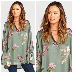 Show Me Your Mumu Boho Green Floral Tunic Top